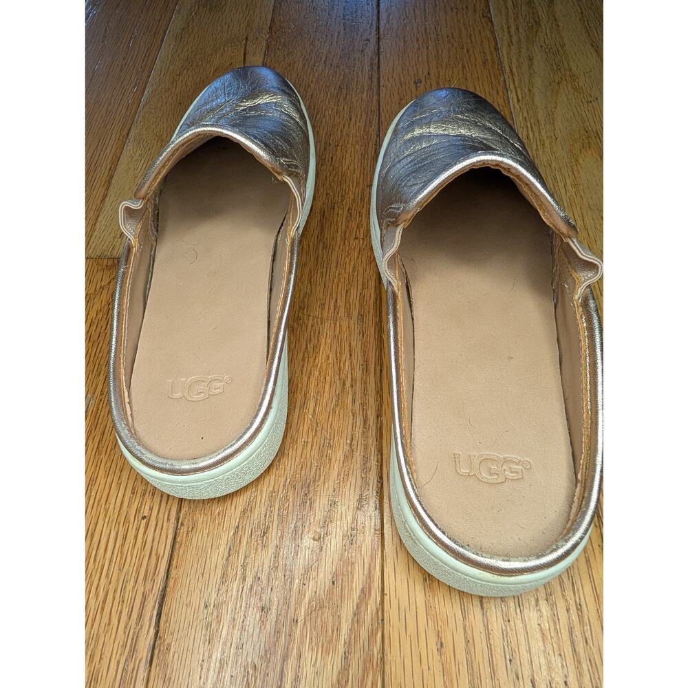 UGG Womens Luci Rose Gold Metallic Leather Slip On Sneaker Mule Slippers Size 6 - Picture 4 of 9